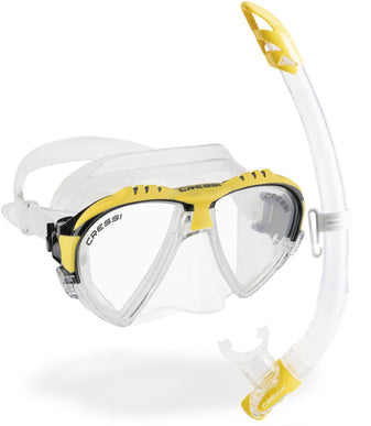 Cressi Adult Matrix with Dry top Snorkel – Clear/Yellow