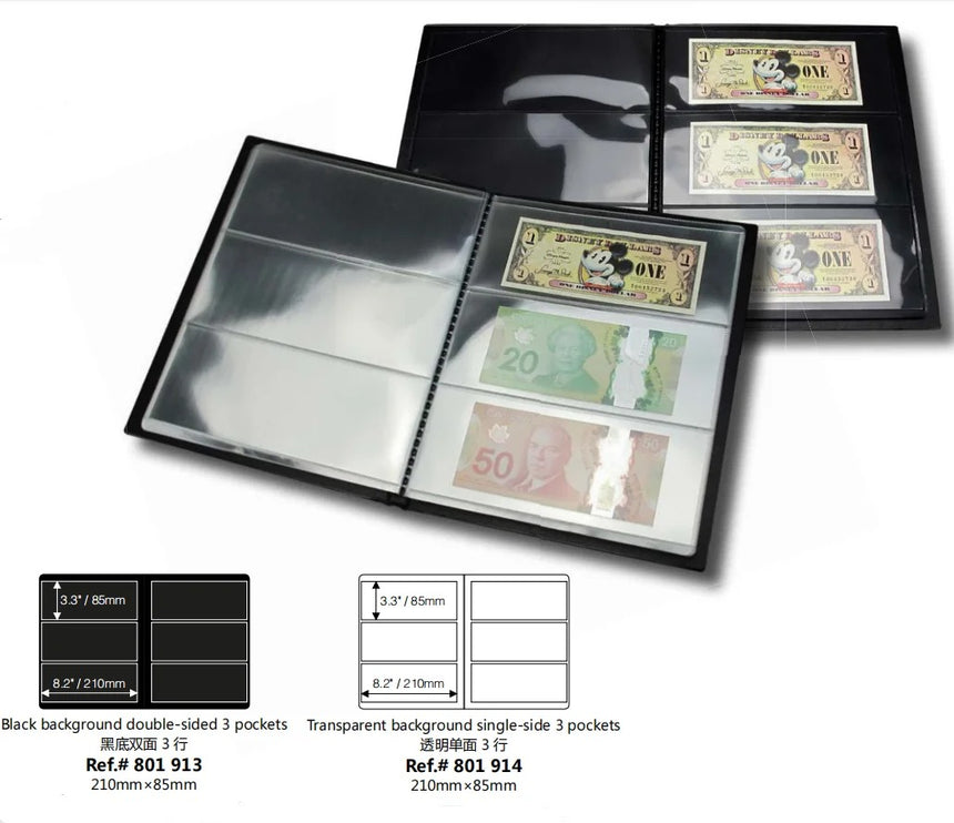 Banknote Display Album – 3 Notes per Page