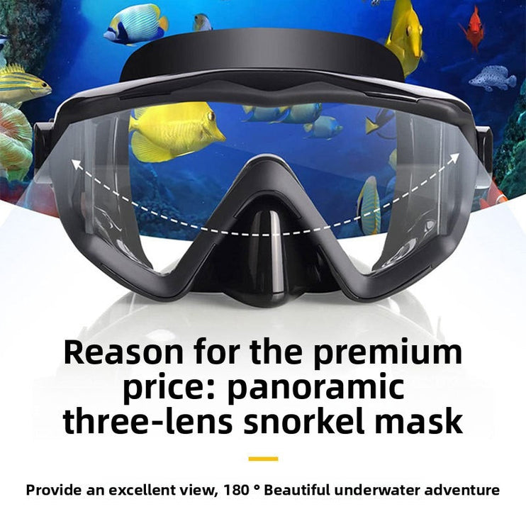 Adult Silicone Dive Mask – Panoramic Tempered Glass Snorkeling Mask