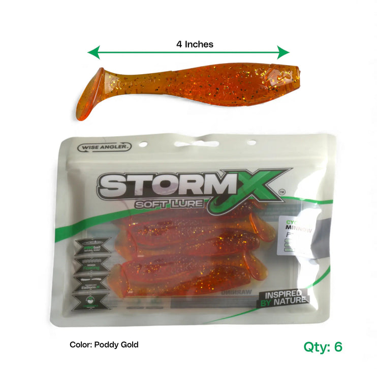 StormX™ Cyclone Minnow 4" Soft Lure — Poddy Gold