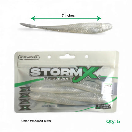 StormX™ Storm Shad 7" Soft Lure — Whitebait Silver
