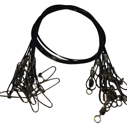 10PCS Heavy-Duty Steel Wire Traces – 150lb x 50cm
