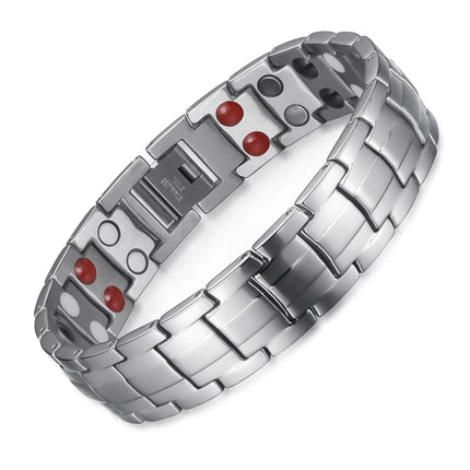 Silver Double Row Bio Elements Energy Germanium Bracelet